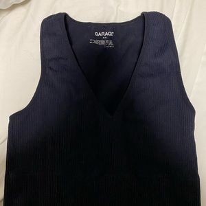 Black V necked crop top from Garage.